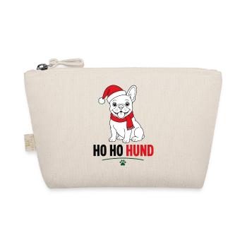 Weihnachts-Hund im Santa-Look - Bio-Täschchen - Natur - Vorne