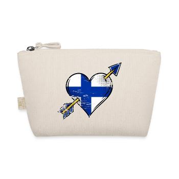 Finnische Herzflagge mit Pfeilen used look - Bio-Täschchen - Natur - Vorne