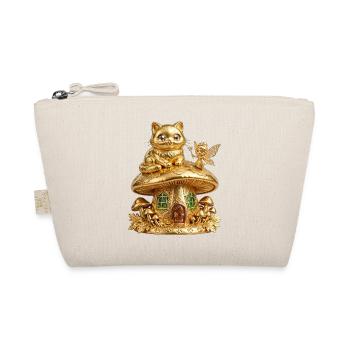 Goldene Katze auf Zauberpilz - Bio-Täschchen - Natur - Vorne