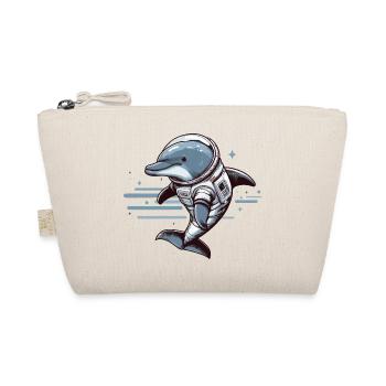 Delfin im Raumanzug – Blau - Bio-Täschchen - Natur - Vorne