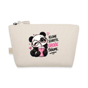 Panda mit Brille Kleine Schritte Große Träume - Bio-Täschchen - Natur - Vorne