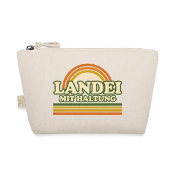 Landei mit Haltung Retro Sonnenaufgang - Bio-Täschchen - Natur - Vorne