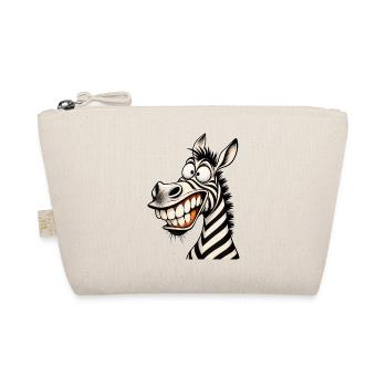 Lustige verrückte Zebra-Zeichentrick-Lächeln Tier-Humor-T-Shirt - Bio-Täschchen - Natur - Vorne