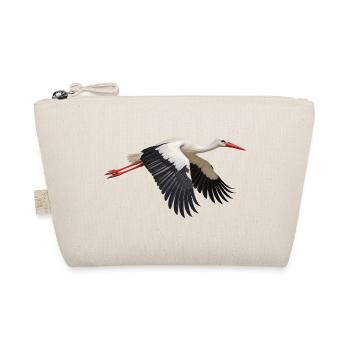 Weißstorch im Flug – schwarzweißes Storchenmotiv - Bio-Täschchen - Natur - Vorne