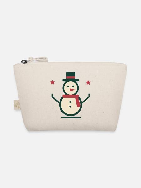 Schneemann mit Schal und Zylinder – Winter - Bio-Täschchen - Natur