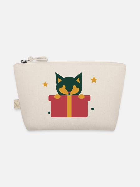 Neugierige Katze im Weihnachtsgeschenk - Bio-Täschchen - Natur