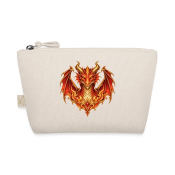Feuerdrache – Rotes Wappen mit Gold und Flammen - Bio-Täschchen - Natur - Vorne