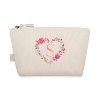 S Monogramm Blumen Herz personalisierbar - Bio-Täschchen - Natur - Vorne
