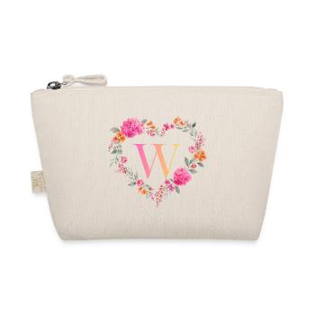 W Monogramm Blumen Herz personalisierbar - Bio-Täschchen - Natur - Vorne