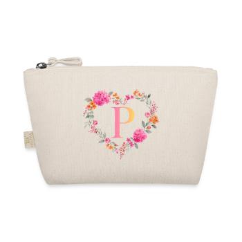 P Monogramm Blumen Herz personalisierbar - Bio-Täschchen - Natur - Vorne