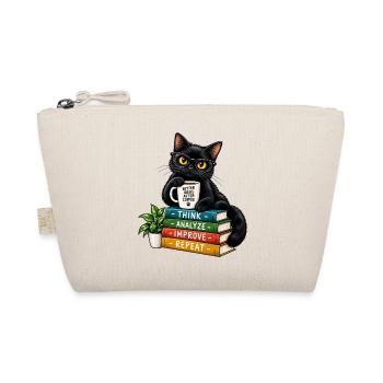 Nerdy Katze mit Kaffee und Büchern - Bio-Täschchen - Natur - Vorne