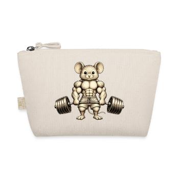 Maus Hantel Gewichtheber Sport Muskulös - Bio-Täschchen - Natur - Vorne