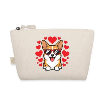 Corgi Valentine Hearts Sonnenbrille Welpenliebe - Bio-Täschchen - Natur - Vorne