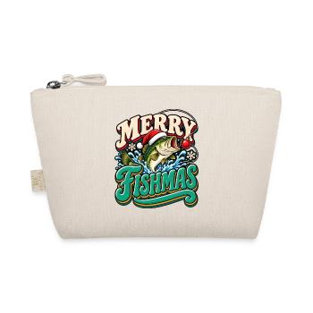 Merry Fishmas: Festlicher Weihnachtsfisch - Bio-Täschchen - Natur - Vorne