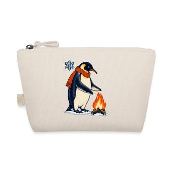 Pinguin mit Schal am Lagerfeuer - Bio-Täschchen - Natur - Vorne
