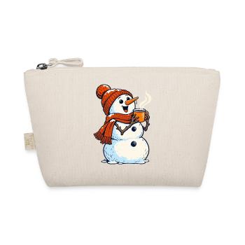 Winterwärme Schneemann mit Kaffee Tee - Bio-Täschchen - Natur - Vorne