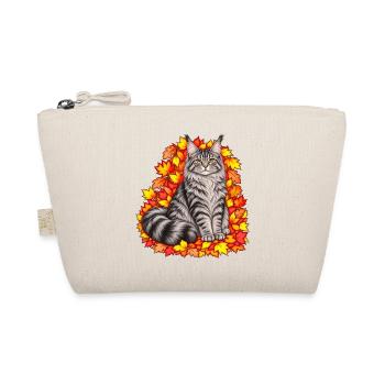 Herbstkatze auf Blätterkranz - Bio-Täschchen - Natur - Vorne