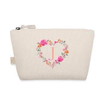 J Monogramm Blumen Herz personalisierbar - Bio-Täschchen - Natur - Vorne
