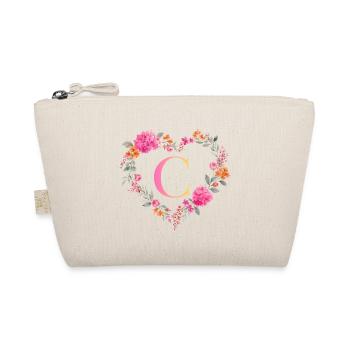 C Monogramm Blumen Herz personalisierbar - Bio-Täschchen - Natur - Vorne