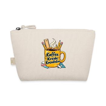 Lehrer Shirt mit Kaffeetasse und Spruch Kaffee  - Bio-Täschchen - Natur - Vorne