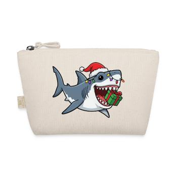 Weihnachtshai mit Lichterkette Hai Fisch Christmas - Bio-Täschchen - Natur - Vorne