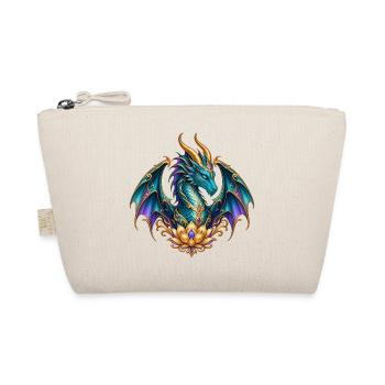 Lotusdrache – Türkiser Fantasy-Drache in Gold - Bio-Täschchen - Natur - Vorne