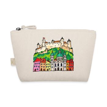 Salzburg Skyline im bunten Wachsmalstil - Bio-Täschchen - Natur - Vorne