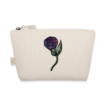 Blaues Rosen-Aquarell auf Schwarz - Bio-Täschchen - Natur - Vorne