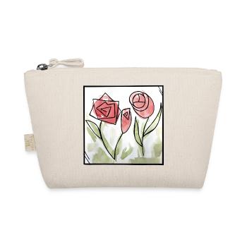 Geometrisches Rosen-Aquarell - Bio-Täschchen - Natur - Vorne