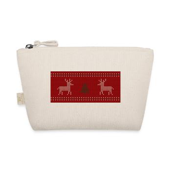 Rentier-Weihnachtsstrick Print - Bio-Täschchen - Natur - Vorne