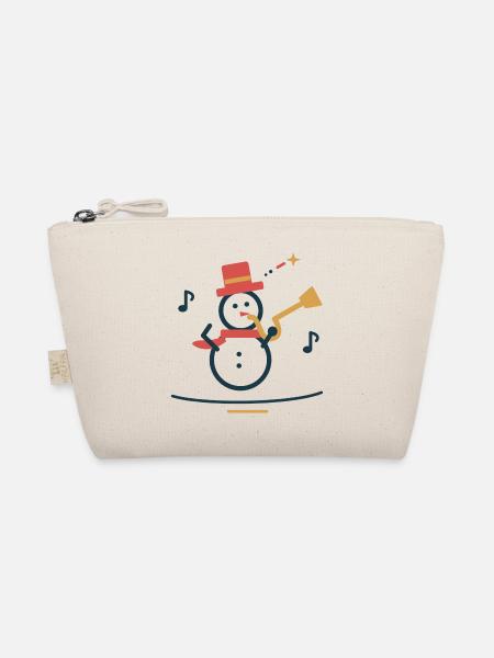 Schneemann spielt Winterjazz – Weihnachten - Bio-Täschchen - Natur
