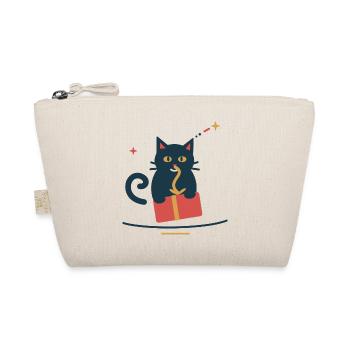 Katze klaut die Geschenkschleife – Weihnachten - Bio-Täschchen - Natur - Vorne