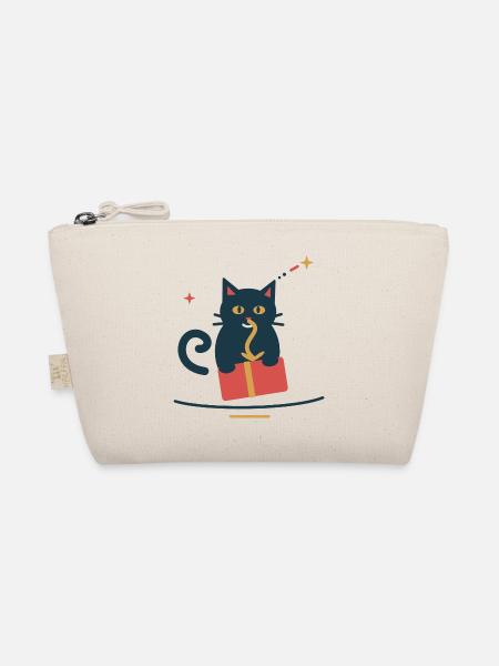 Katze klaut die Geschenkschleife – Weihnachten - Bio-Täschchen - Natur