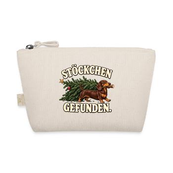 Dackel Weihnachtsbaum – Stöckchen gefunden - Bio-Täschchen - Natur - Vorne