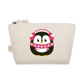 Süßer Pinguin in Pink mit Winterlook  - Bio-Täschchen - Natur - Vorne