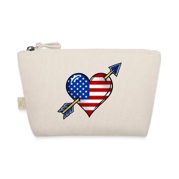 USA Flagge Herz mit Pfeil - Bio-Täschchen - Natur - Vorne