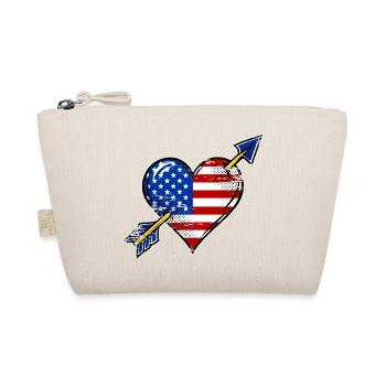 USA Flagge Herz mit Pfeil used look - Bio-Täschchen - Natur - Vorne