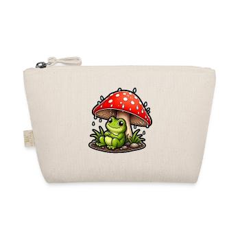 Süßer Frosch Fliegenpilz Regen Niedlich T-Shirt - Bio-Täschchen - Natur - Vorne