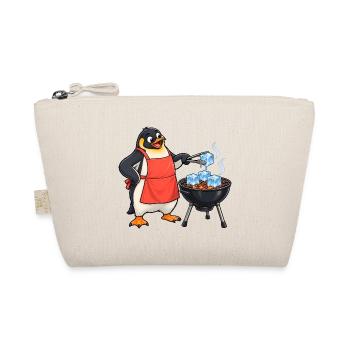 Lustiger Pinguin grillt Eiswürfel am Kugelgrill - Bio-Täschchen - Natur - Vorne