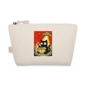 Schwarze Katze Ramen UFO Retro - Bio-Täschchen - Natur - Vorne