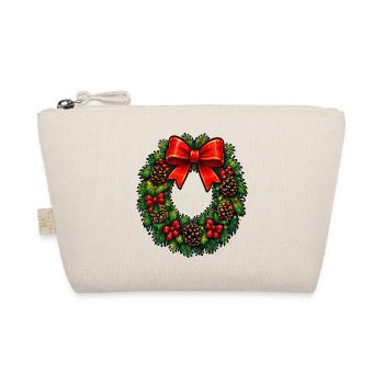Weihnachtskranz mit roter Schleife - Bio-Täschchen - Natur - Vorne