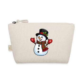 Winterlicher Schneemann mit Schal und Hut - Bio-Täschchen - Natur - Vorne