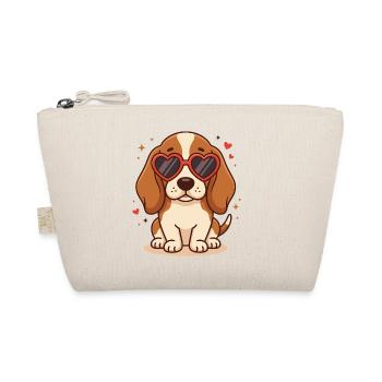 Süßes Beagle-Welpenherz-Sonnenbrillen-Hundeliebhaber-Tee - Bio-Täschchen - Natur - Vorne