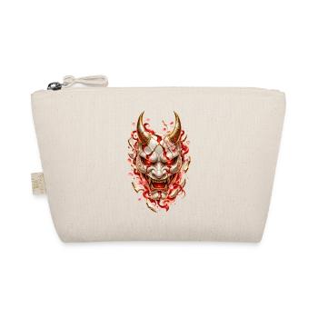 Japanische Oni-Maske – Rissiges Porzellan - Bio-Täschchen - Natur - Vorne