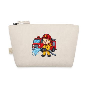 Feuerwehrmädchen mit Löschfahrzeug - Bio-Täschchen - Natur - Vorne