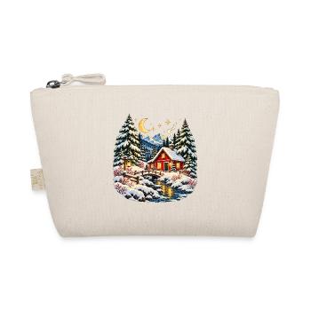 Gemütliche Weihnachtshütte verschneite Winterwelt - Bio-Täschchen - Natur - Vorne