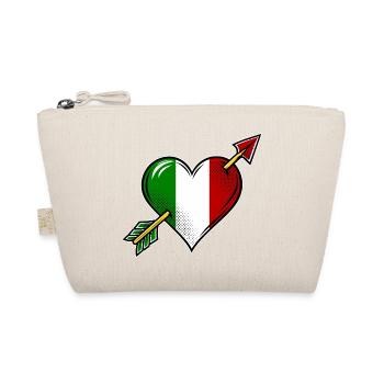 Italien Flagge Herz mit Pfeil - Bio-Täschchen - Natur - Vorne