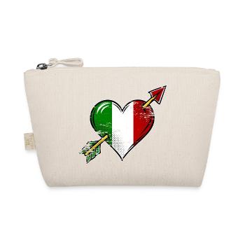 Italien Flagge Herz mit Pfeil used look - Bio-Täschchen - Natur - Vorne