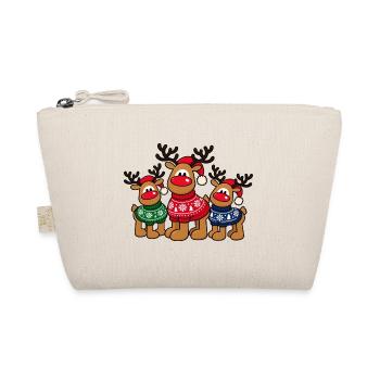 Weihnachts-Elche – Christmas Crew - Bio-Täschchen - Natur - Vorne