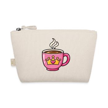 Prinzessinnen Kaffee – Rosa Tasse mit Krone - Bio-Täschchen - Natur - Vorne